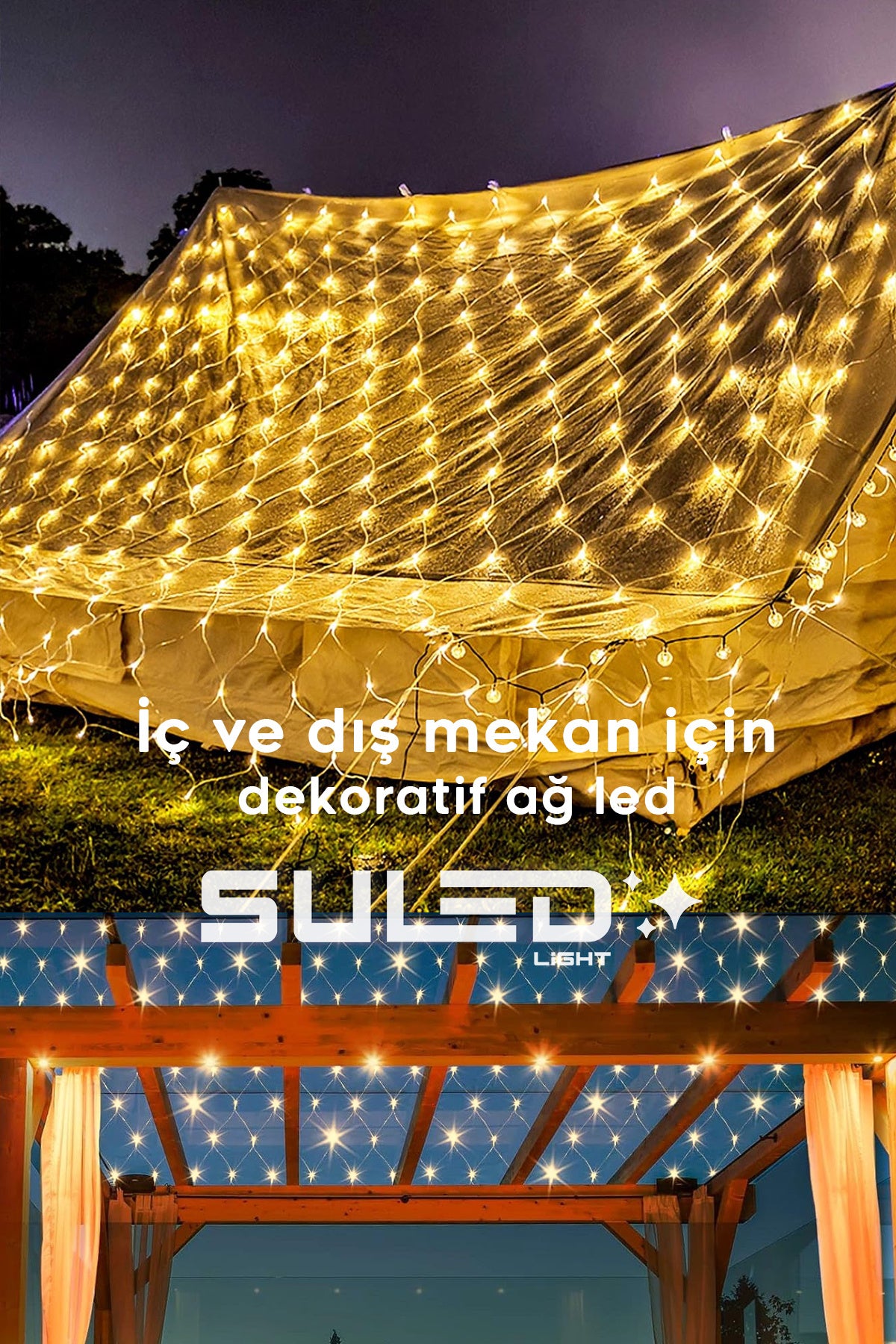 2X2 Metre Ağ Led Işık Gün Işığı 220V Fişli Dekoratif Led Işık İç & Dış Mekan Süsleme Parti Ambiyans