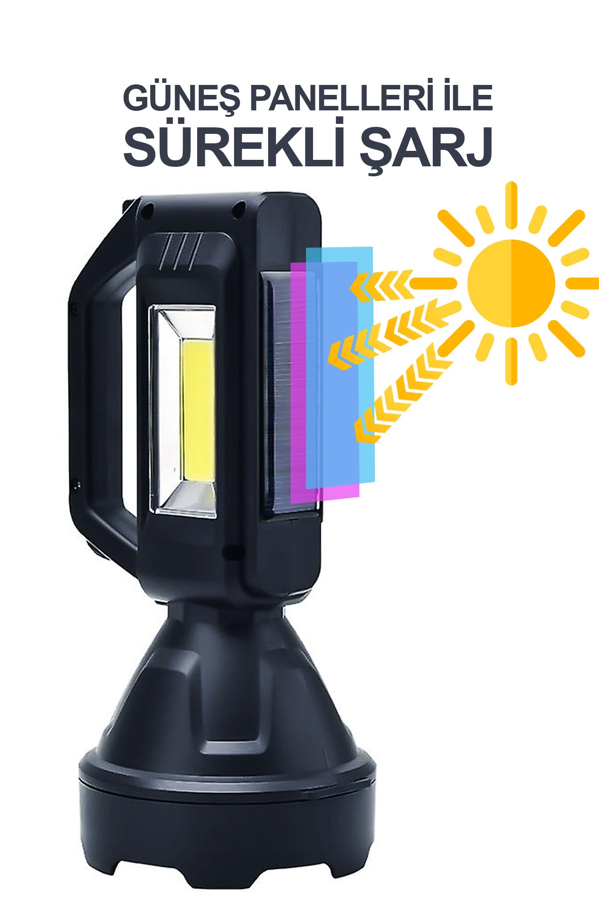 Şarjlı Led EL FENERİ LED IŞIK Solar Şarjlı USB Power Bank Özellikli Multi Fonksiyonlu Kamp Lambası