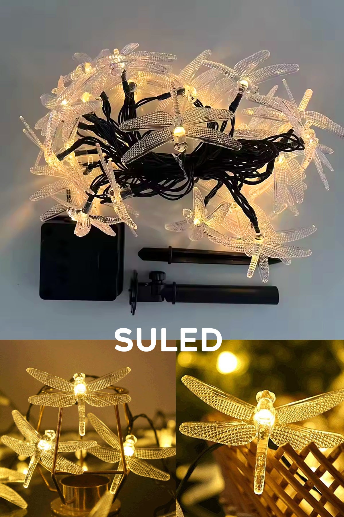 Yusufçuk Led Işıklar 5 Metre Solar Enerjili Bahçe Aydınlatması Led Işık Gün Işığı Dekoratif Led