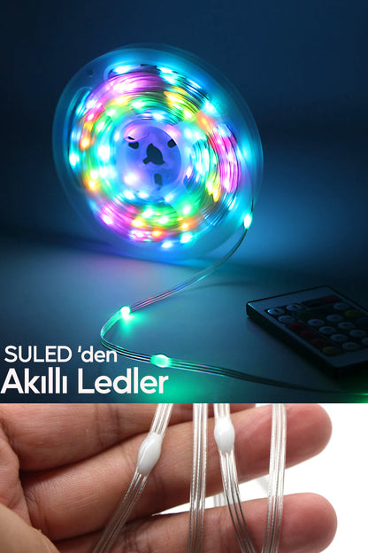 Gamer Led Aydınlatma 10 Metre RGB LED Bluetooth Uygulama ve Kumanda Kontrollü USB Sese Duyarlı