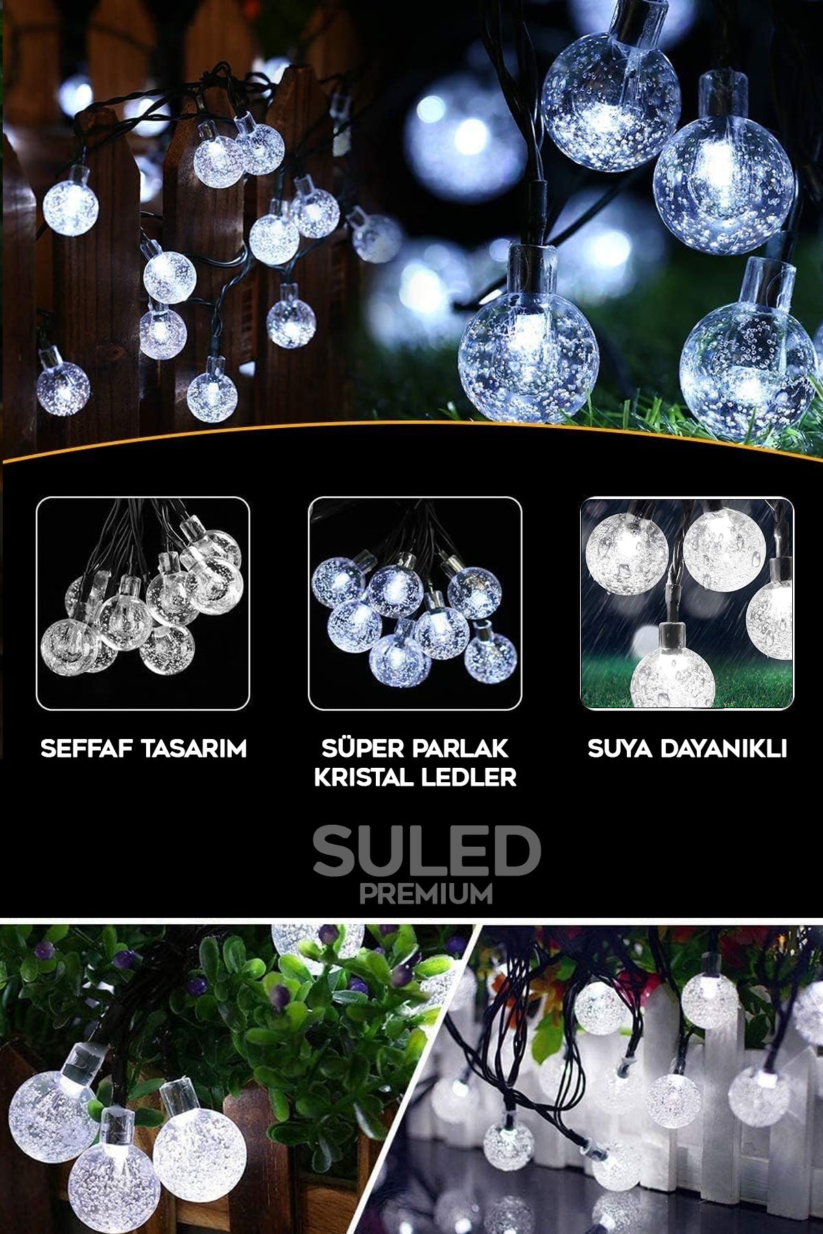 Dekoratif Top Led Işık Kristal Efektli İç Mekan & Bahçe Aydınlatması 220V Fişli 45 Top Led