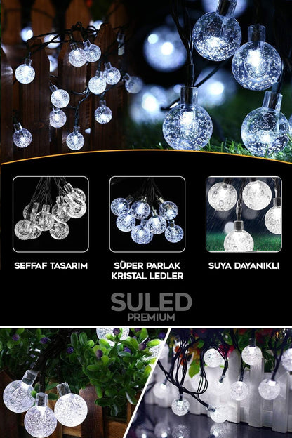 Dekoratif Top Led Işık Kristal Efektli İç Mekan & Bahçe Aydınlatması 220V Fişli 45 Top Led