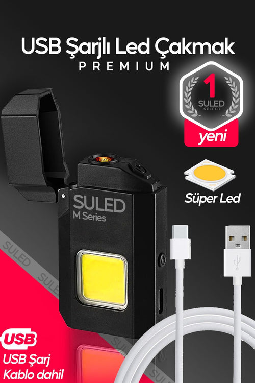 Şarjlı Çakmak USB Şarjlı LED Fener M Serisi Kamp Çakmağı COB Led CE Rüzgardan Etkilenmez
