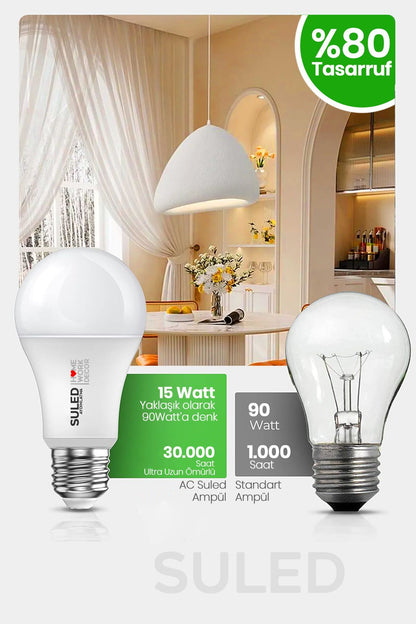 Led Ampül 10 Adet 9w Smd Süper Parlak Led Beyaz Işık 6500k Tasarruflu Lamba