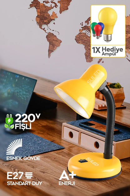 Masa Lambası E27 Standart Ampül 220V Esnek Açısı Ayarlanabilir Çocuk Odası ve Çalışma Lambası