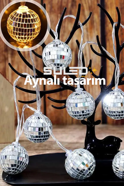 Disko Led 4,5 Metre 15 Top Led Işıklar Dekoratif 220V Ambiyans Süsleme Işıkları Oda Bahçe ve Dekor