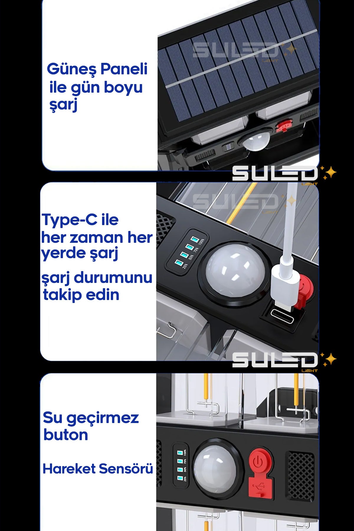 Sensörlü 2 Led Solar Panelli Pilli Otomatik Bahçe Aydınlatması Duvar Led Işık