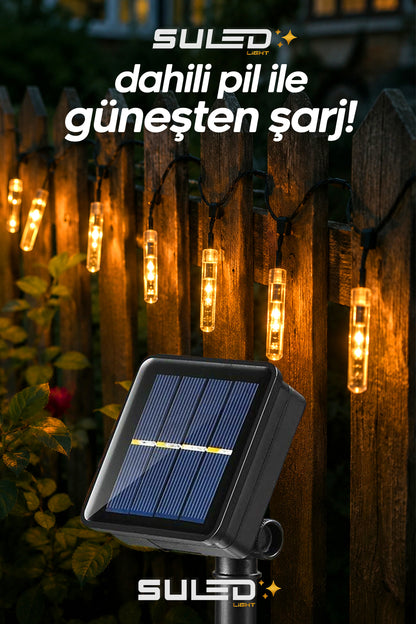 Kristal Çubuklar 5 Metre 20 Led Solar Enerjili Bahçe Aydınlatması Led Işık Gün Işığı Dekoratif İç & Dış Mekan