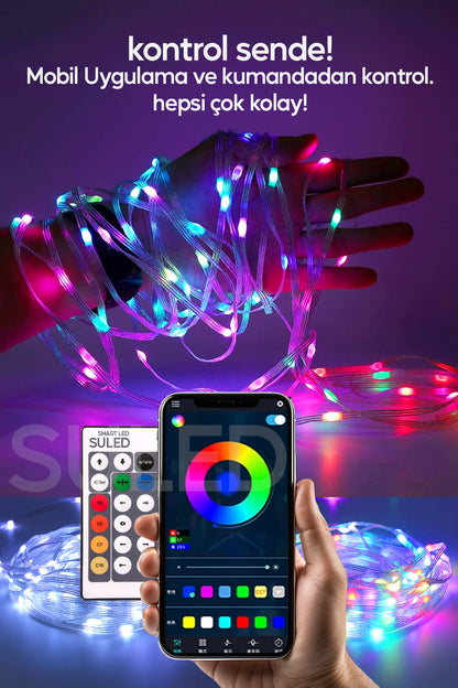 Smart Şerit Led Yeni Nesil 5 Metre Bluetooth TV Sese Duyarlı USB Enerjili Telefon Kontrollü Efektli