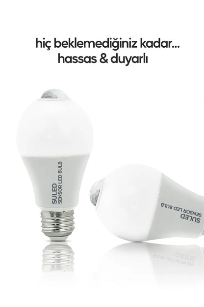 Hareket Sensörlü Led Lamba 3 Adet Ampül Beyaz Işık 12w %80 Tasarruflu Otomatik Yanıp Söner