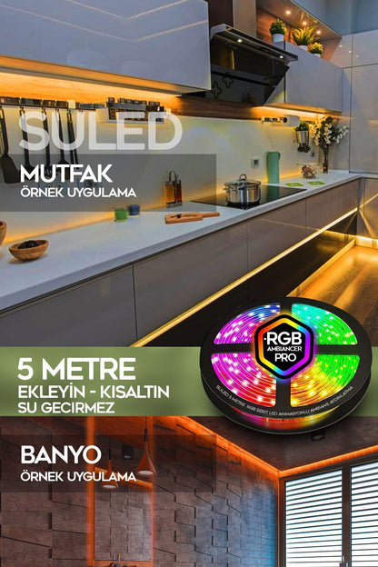 Şerit Led 5 Metre Animasyonlu Tak Çalıştır Kumandalı Trafolu Rgb Şerit Işık Aydınlatma Parti Led