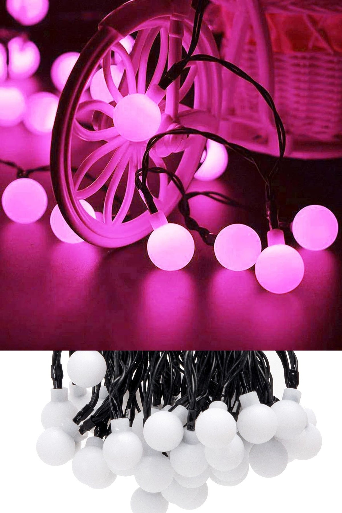 Top Led Pembe Dekor Led Yılbaşı Led Işıkları 5MT Işıkları Top Dize Işıklar Masa Dekorasyon Noel Işık