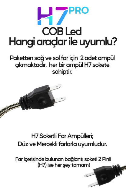 H7 Beyaz Led Araba Far Ampülü 36W Turbo Yeni Seri Süper Güçlü COB Led Far Ampül Universal Uyumlu