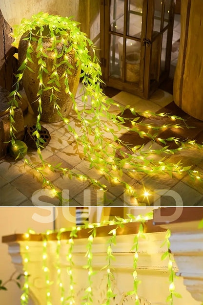 Dekoratif Yapraklı Led Işık 3x1 Metre 180 Led 220V Fişli 3 Modlu Ambiyans Aydınlatma Süs & Dekor Led