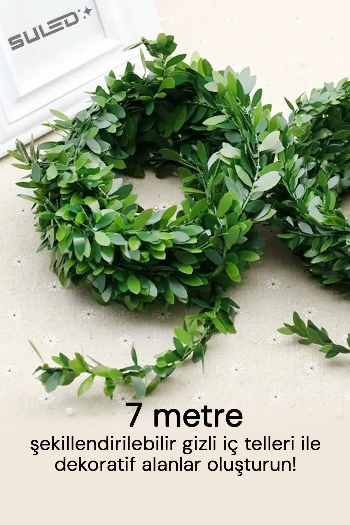 7 Metre Yapay Sarmaşık Çiçek ve Pilli Peri LED Gün Işığı 2'li Dekoratif Set
