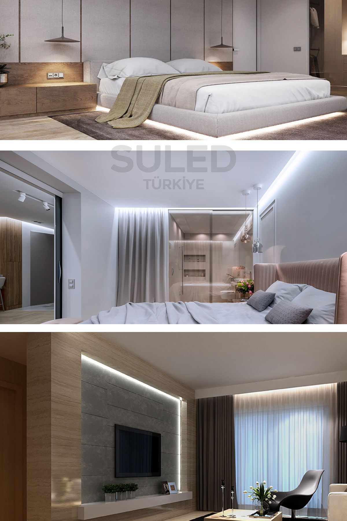 Şerit Led 5 Metre Beyaz Işık 3 Çipli Pro Ambiyans Aydınlatma Mutfak Salon Yatak Odası Led Işık