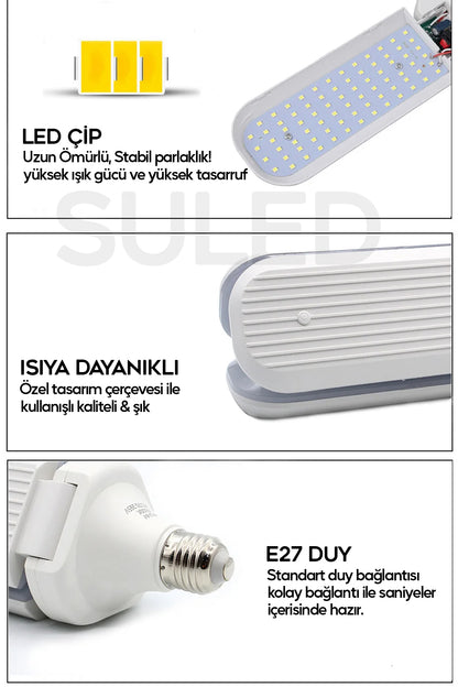 Sl-1019 Pervane Ampül 40-45 W 3 Kollu Katlanır Pervane Led Ampül Tasarruflu Kanatlı Led