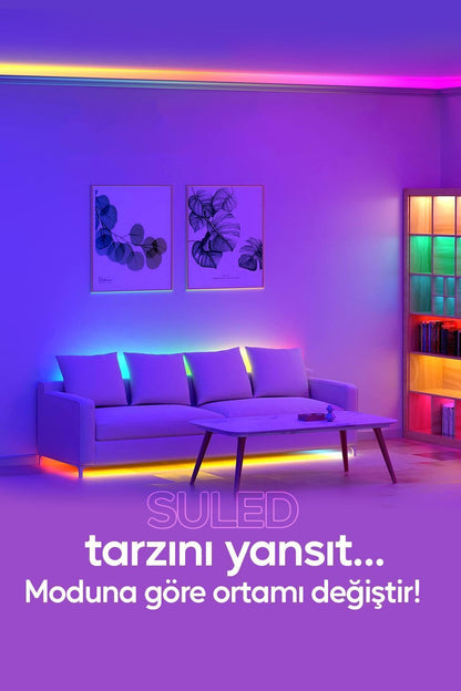 Şerit Led 5 Metre Ambians Aydınlatma Kumanda & Trafolu RGB Şerit Işık Tavan Oda Işık Dekoru