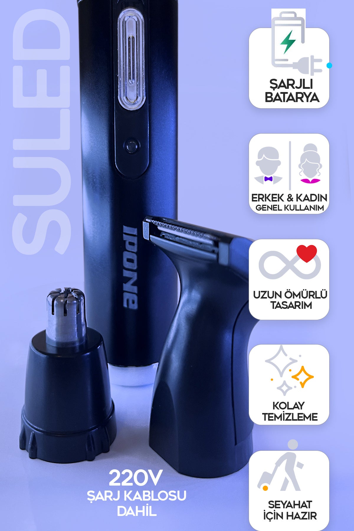 Tıraş Makinesi Şarjlı Seyahat Sakal Vücut Tıraş Makinesi Erkek Kadın Burun Kulak Tüy & Kıl Epilasyon