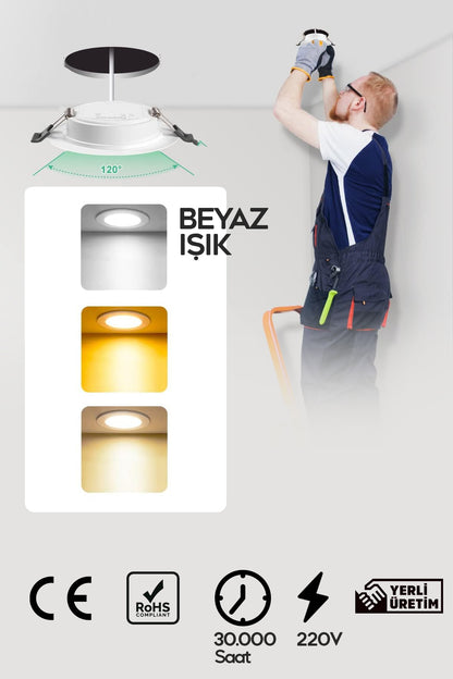9w Spot Led Lamba Gömme Spot Işık 810lm Beyaz Işık Tasarruflu Tavan Dolap Ev & Iş Yeri