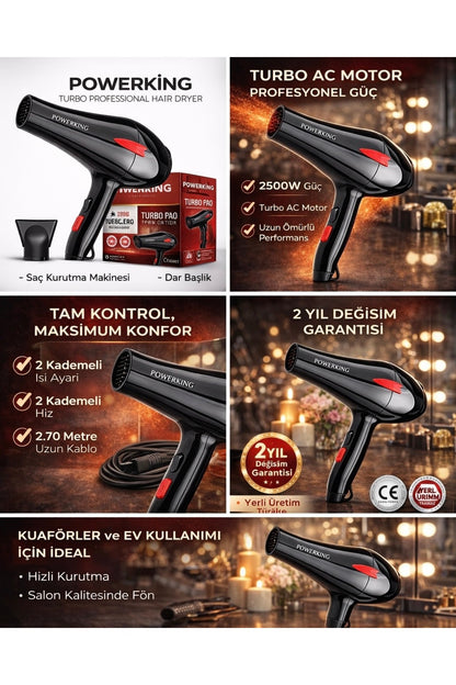 2500W profesyonel turbo saç kurutma fön makinesi
