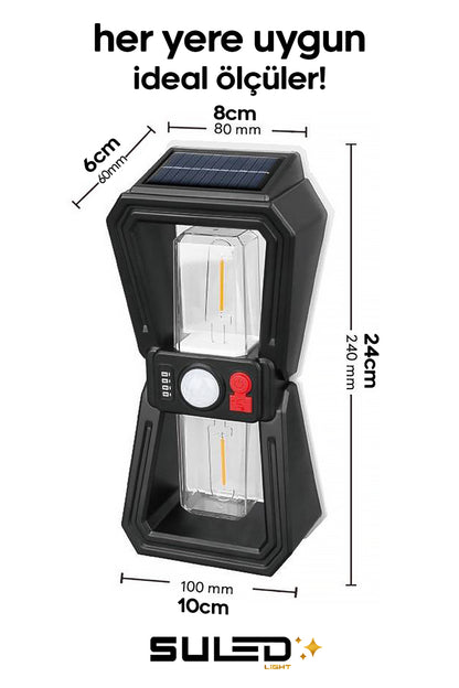 Sensörlü 2 Led Solar Panelli Pilli Otomatik Bahçe Aydınlatması Duvar Led Işık