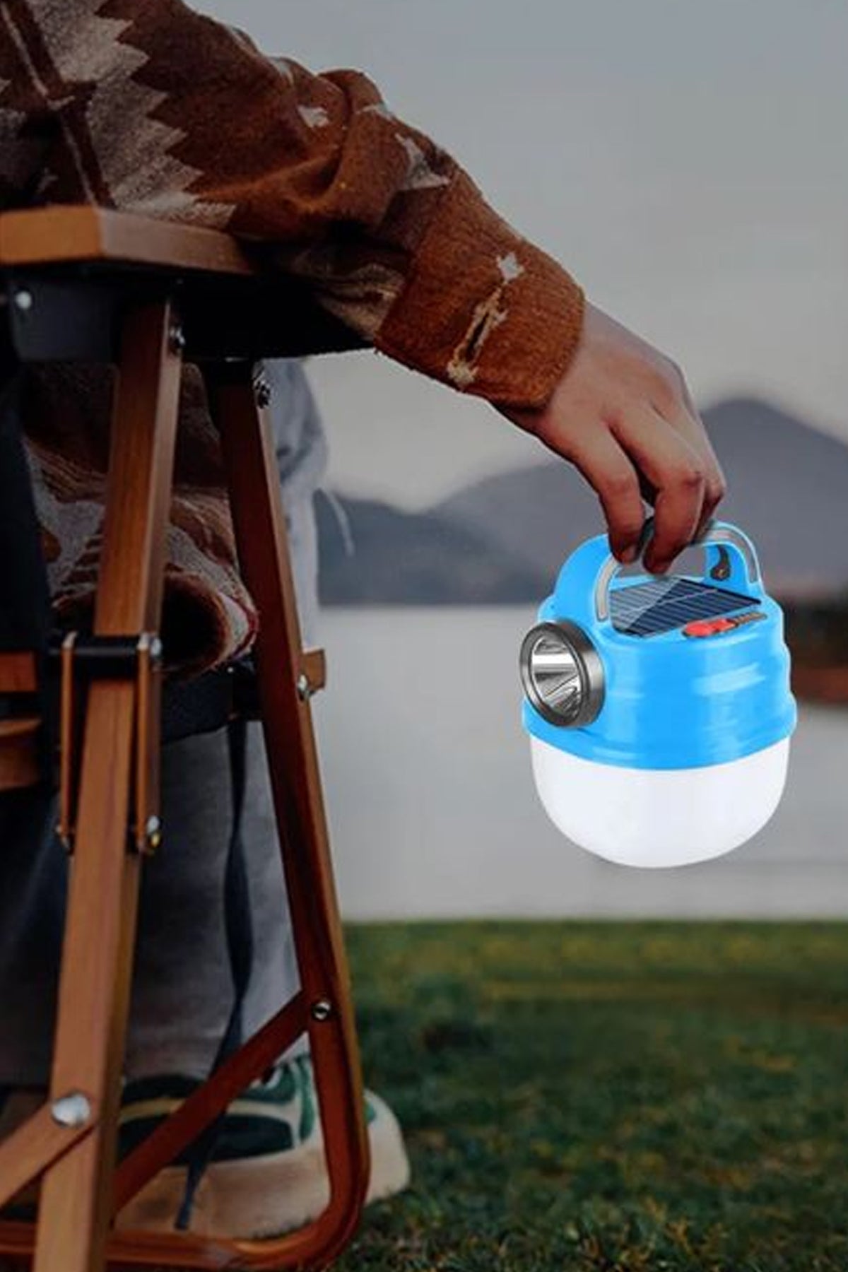 6 Modlu El Feneri ve Kamp Lambası USB & Solar Şarjlı SMD Led Askılı Taşınabilir Işık