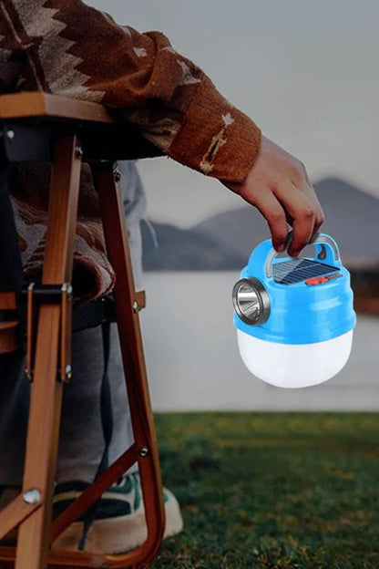 6 Modlu El Feneri ve Kamp Lambası USB & Solar Şarjlı SMD Led Askılı Taşınabilir Işık
