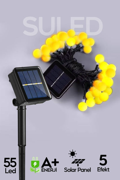 Solar Top Led Bahçe Balkon Teras Ağaç Aydınlatması 7 Metre 55 Gün Işığı Su Geçirmez