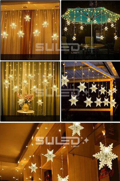 Kar Tanesi 5 Metre Modlu Perde Led Işık 19 Saçak Gün Işığı 220V Fişli Dekoratif İç & Dış Mekan