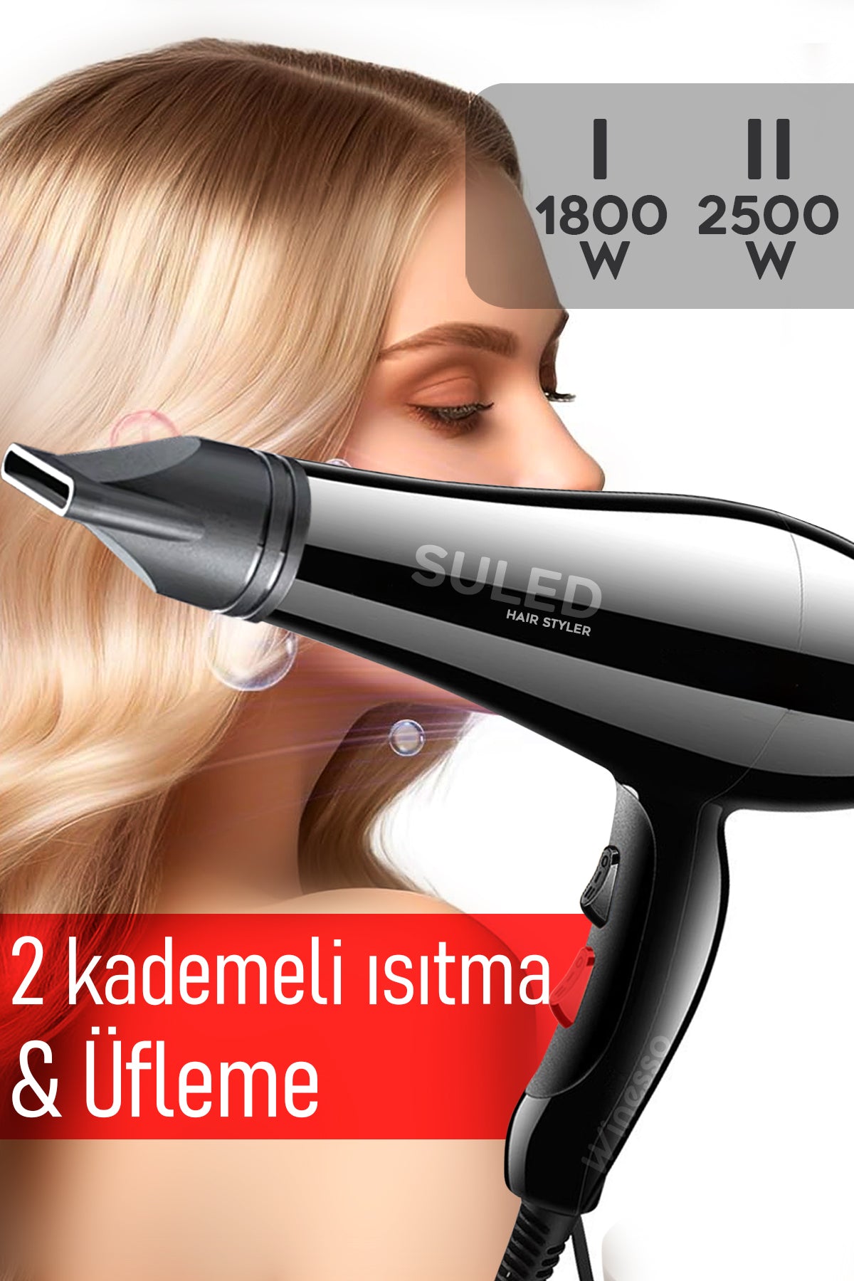 Ultra Saç Kurutma ve Fön Makinesi 2500W Sıcak - Soğuk 2 Kademeli Ev Berber Pet