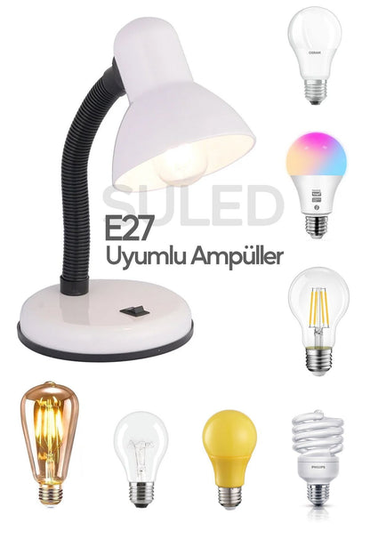 Masa Lambası E27 Standart Ampül 220V Esnek Açısı Ayarlanabilir Çocuk Odası ve Çalışma Lambası