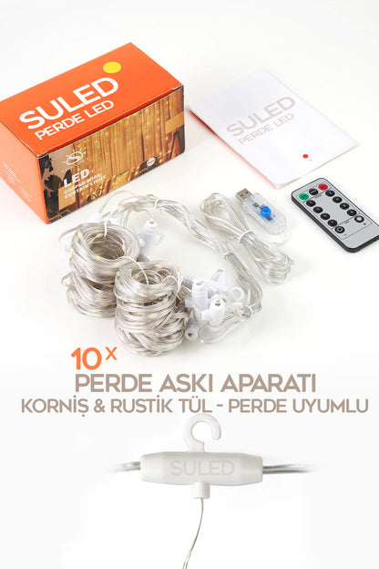 Beyaz Perde Led 3x3 Metre Kumandalı 8 Mod Ambiyans Ayarlabilir Boy Dekor Mikro Led Işık Perde