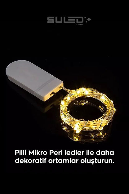 7 Metre Yapay Sarmaşık Çiçek ve Pilli Peri LED Gün Işığı 2'li Dekoratif Set