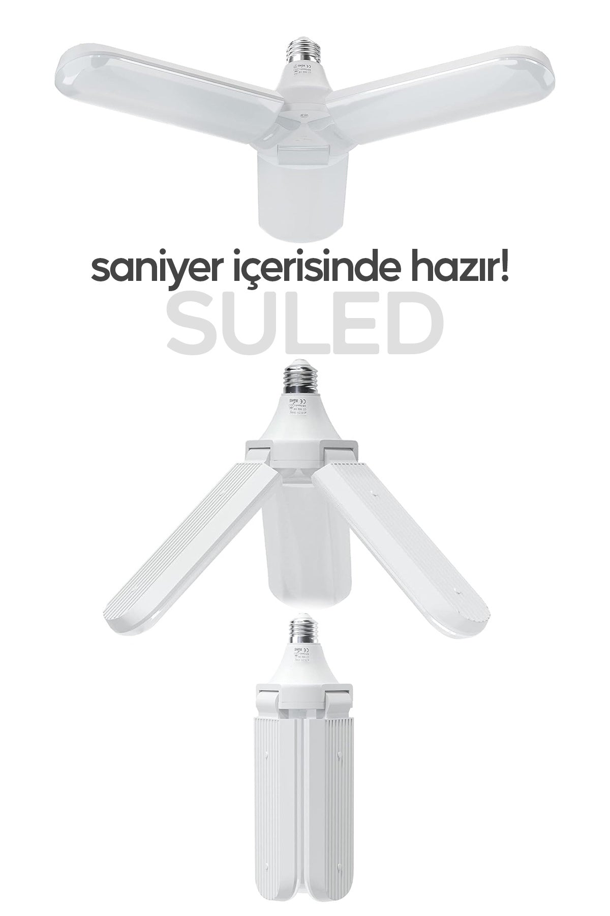 Sl-1019 Pervane Ampül 40-45 W 3 Kollu Katlanır Pervane Led Ampül Tasarruflu Kanatlı Led