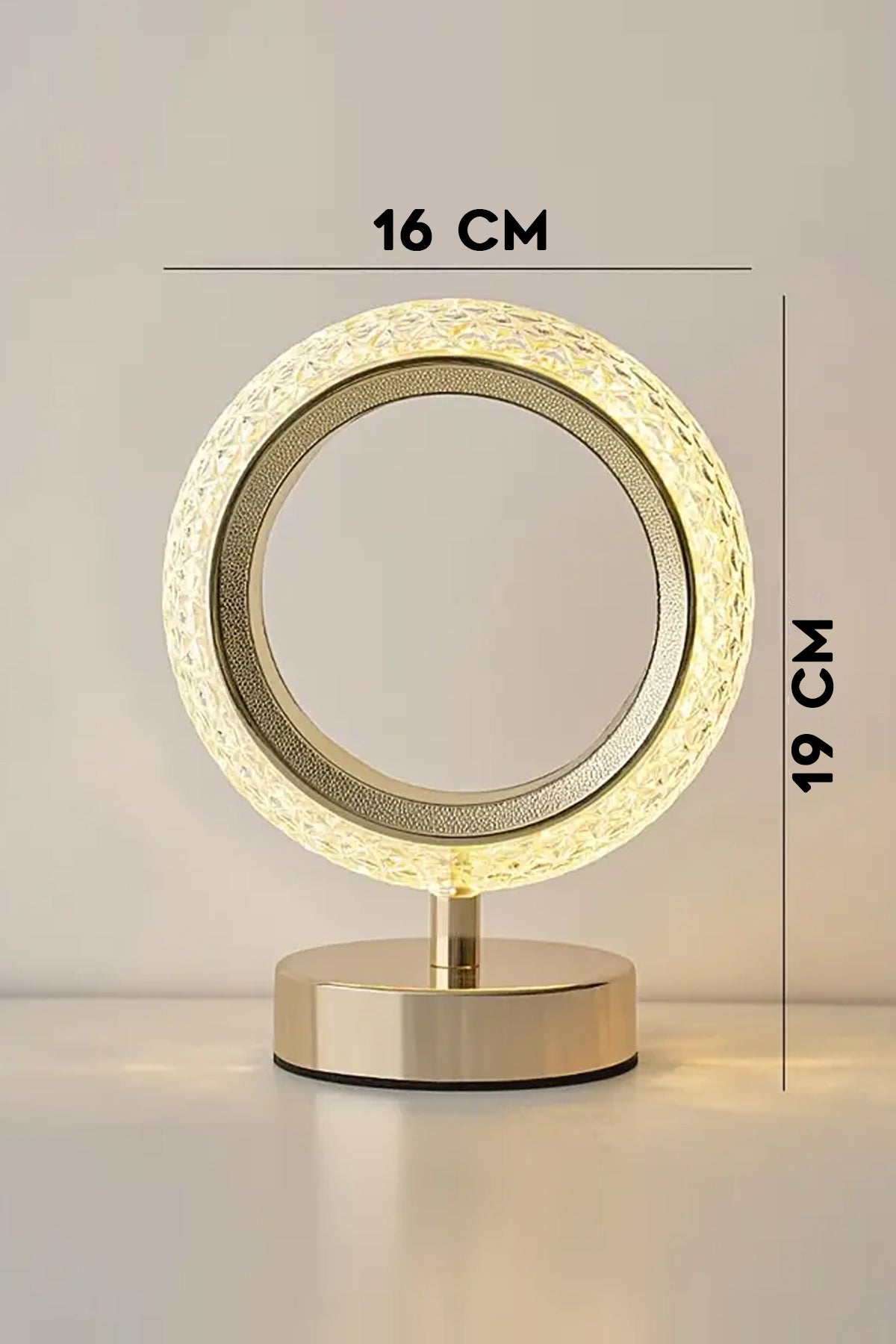 Crystall Akustik Masa Lambası 3 Modlu USB Şarjlı Oval Dekoratif Şık Masa Lambası Kristal Efekt