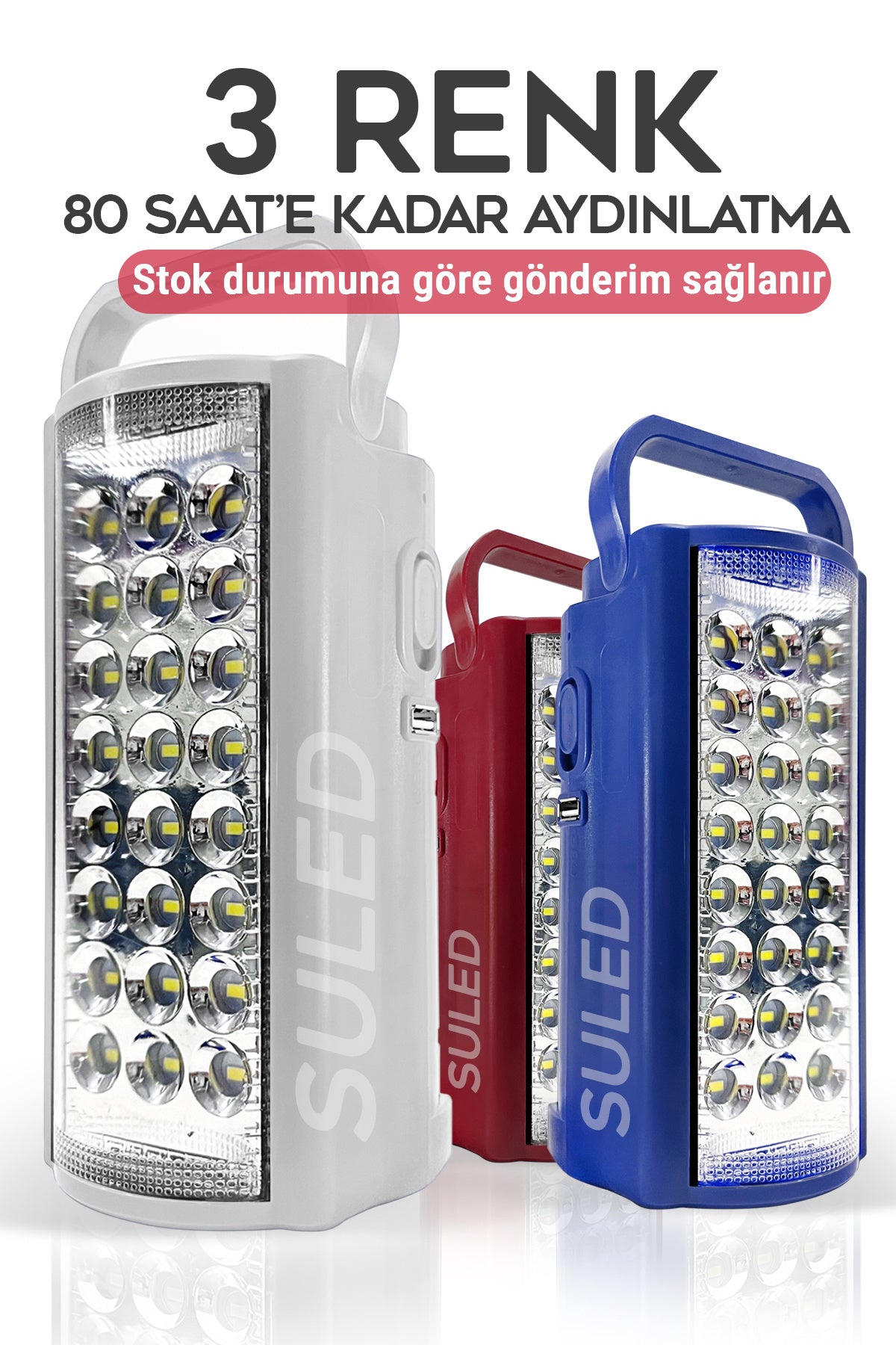 Kamp Lambası Usb Şarjlı 6v Akülü 80 Saat - 3gün Aydınlatma 24 Smd Led Işıldak Lamba 220v Şarj
