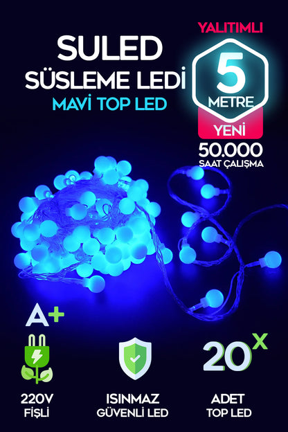 Top Led Pembe Dekor Led Yılbaşı Led Işıkları 5MT Işıkları Top Dize Işıklar Masa Dekorasyon Noel Işık