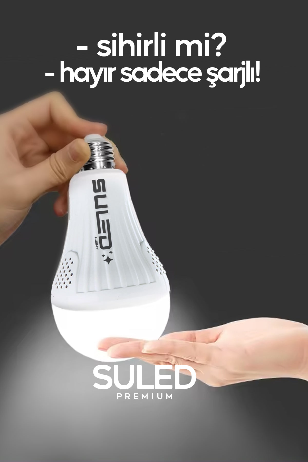 Şarjlı Ampül 20W Acil Durum & Kamp Işığı 2X Bataryalı 220V Beyaz Işık E27 Duy Otomatik