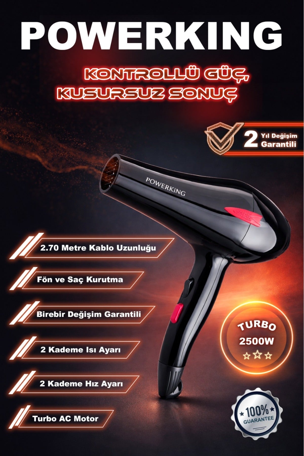 2500W profesyonel turbo saç kurutma fön makinesi
