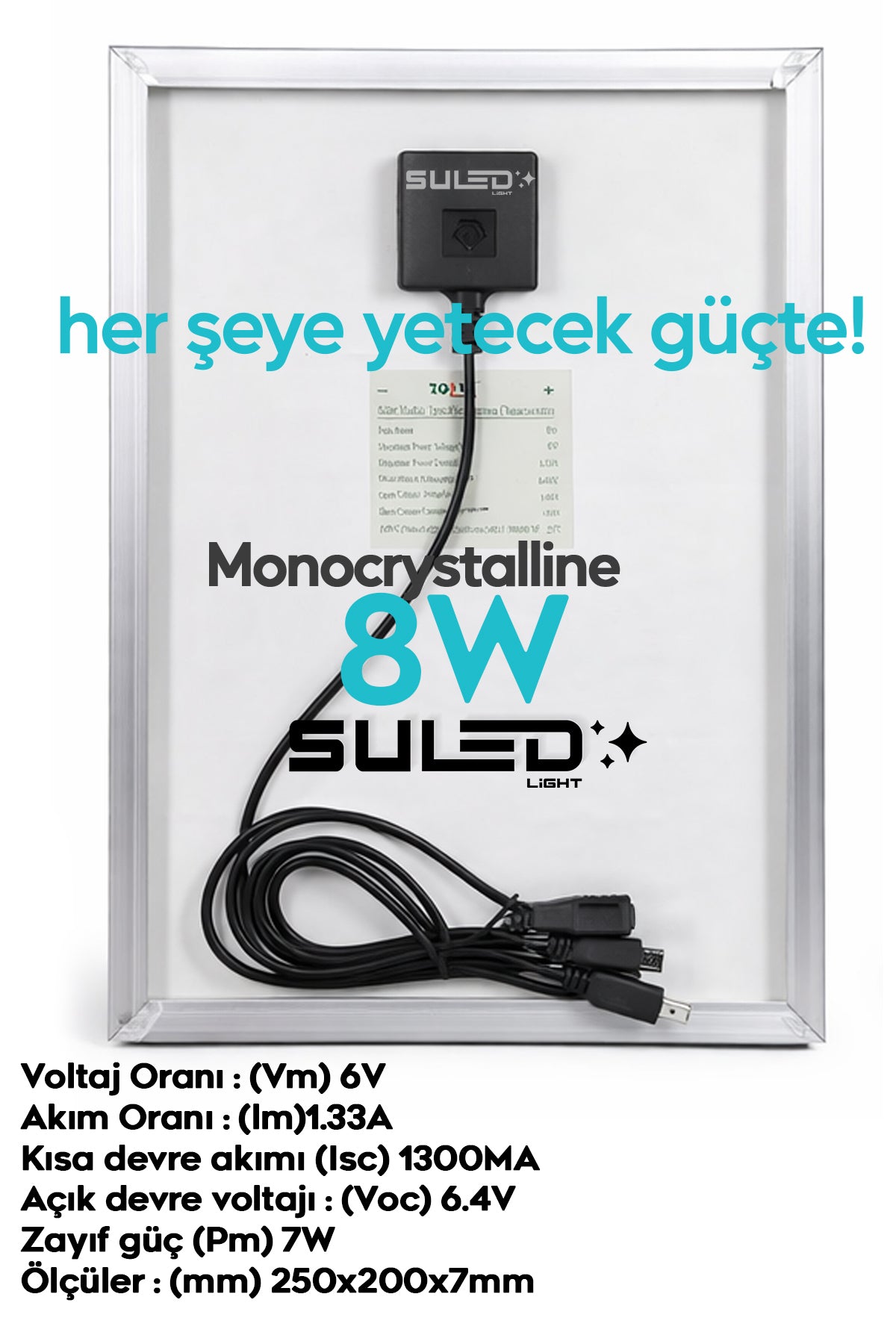 8W Güneş Enerjili Solar USB Şarj Paneli 6V USB Çıkışlı 2A Telefon Tablet ve USB Ürün Şarj Ünitesi