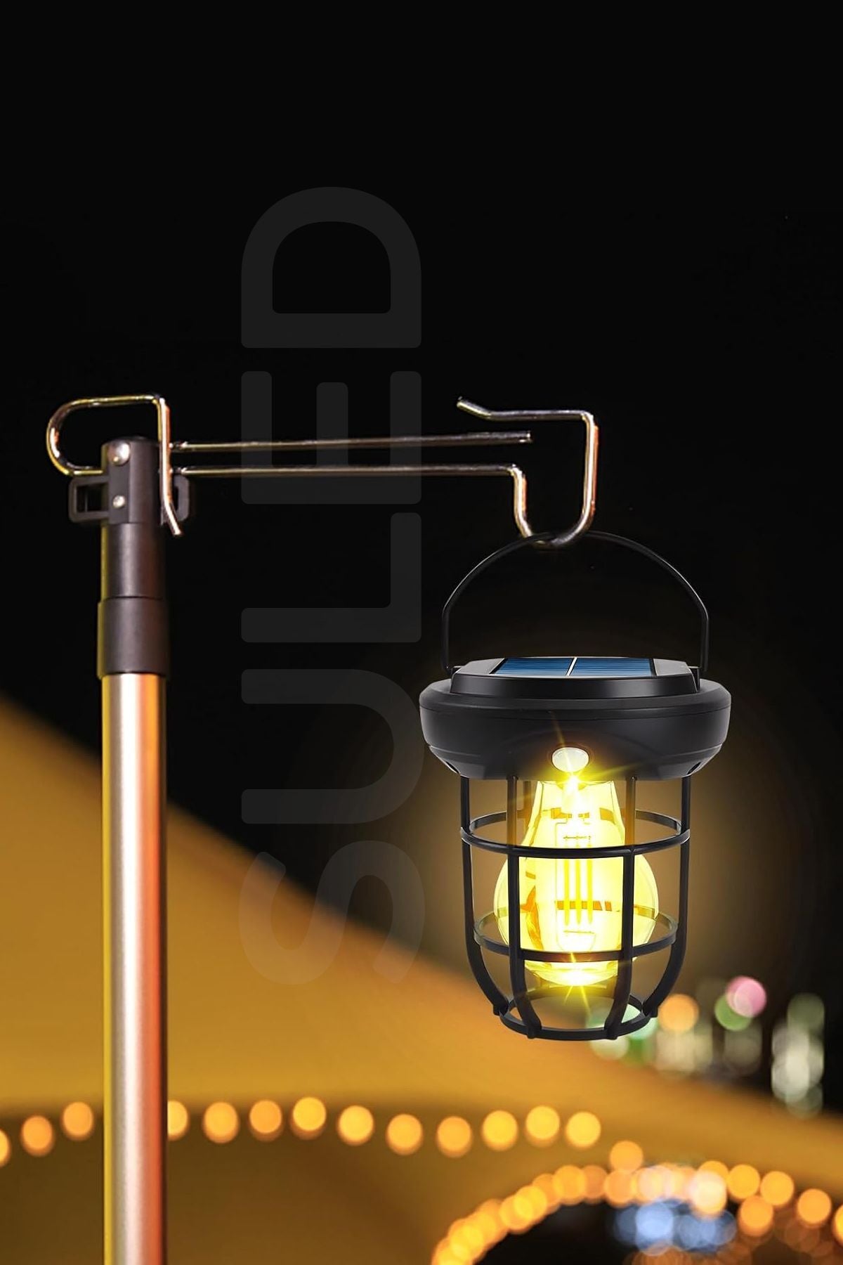 Solar Şarjlı Hareket Sensörlü Led Fener Işık 15W Askılı 3 Modlu Otomatik Led Kamp Bahçe Lambası