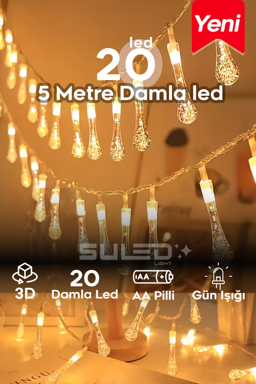 5 Metre 20 Led Işık 220V Fişli Gün Işığı Dekoratif Ortam Süsleme Işığı İç Dış Mekan Uzatılabilir