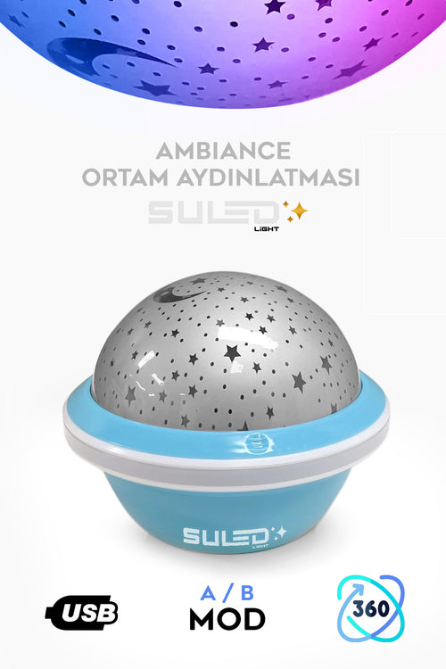 Mini Sihirli Ay Yıldız Ambiyans Küre Tavan ve Duvar 360 Işıklı Küre Usb Enerjili Portatif