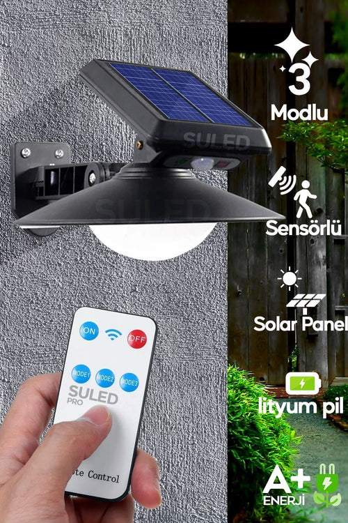 Sensörlü Solar Bahçe Aydınlatması 3Modlu A+ Kumandalı 30W Retro Stil 360* Dekorasyon Bahçe Led Işık