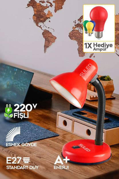 Masa Lambası E27 Standart Ampül 220V Esnek Açısı Ayarlanabilir Çocuk Odası ve Çalışma Lambası