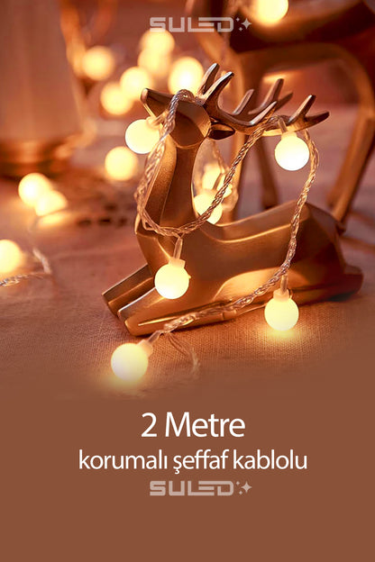 Preoo 2 Metre 10'lu Dekoratif Led Top Işıklar Pilli Ambiyans Işıkları Oda Bahçe ve Dekor
