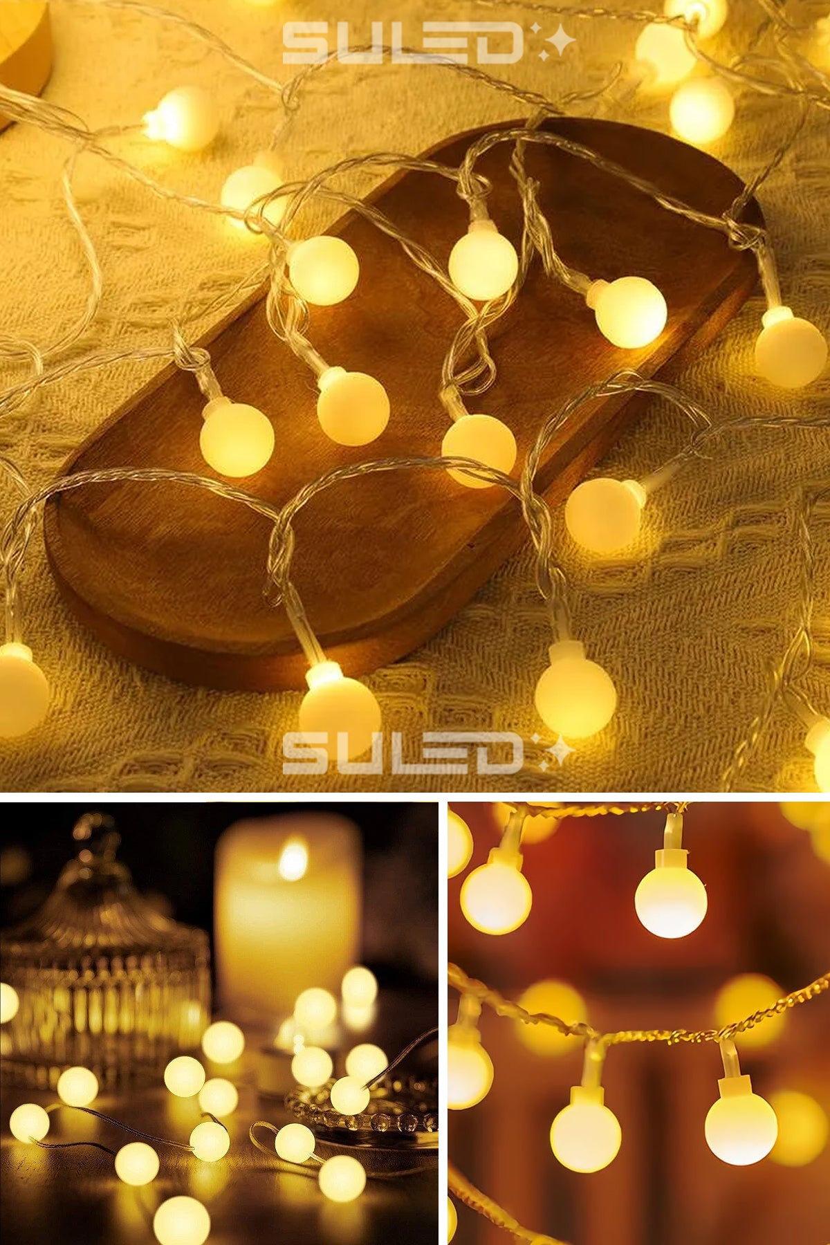 Preoo 2 Metre 10'lu Dekoratif Led Top Işıklar Pilli Ambiyans Işıkları Oda Bahçe ve Dekor