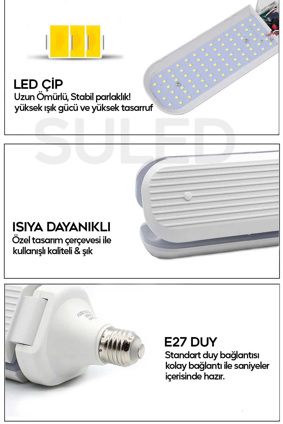 Sl-6347 Pervane Ampul 40-45w Yeni Nesil Beyaz Led Ampul 3 Modlu Ultra Güçlü Pro