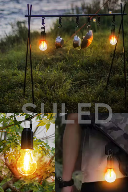 Solar Şarjlı Taşınabilir Led Ampül V2 Outdoor Kamp Bahçe Lambası 10W Askılı Kırılmaz Led Işık